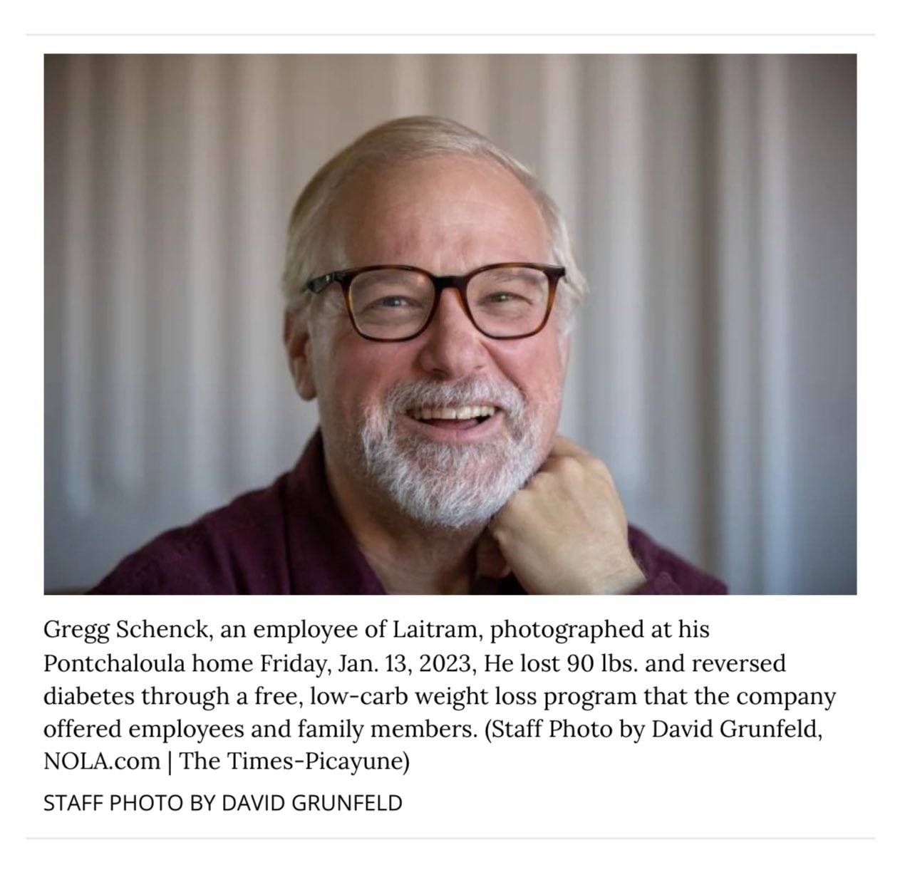Newspaper photograph and caption featuring Gregg Schenck.
