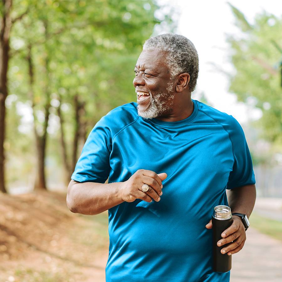 A man running in a park