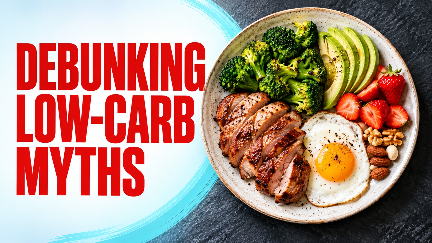 Toward Health editorial image with red title: Debunking Low-Carb Myths.